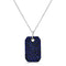 Blue Sapphire Pave Dog Tag Charm On Link Chain - 1